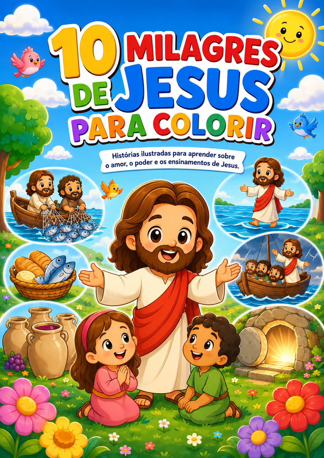 Capa do bônus: 10 Milagres de Jesus para Colorir