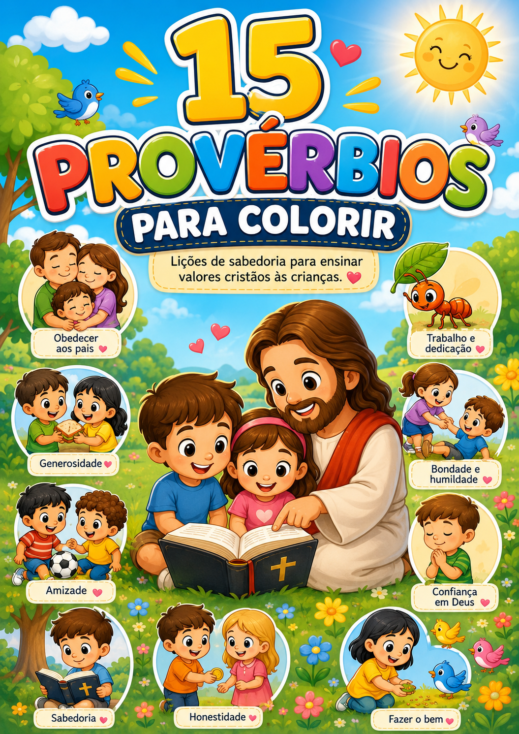 Capa do bônus: 15 Provérbios para Colorir